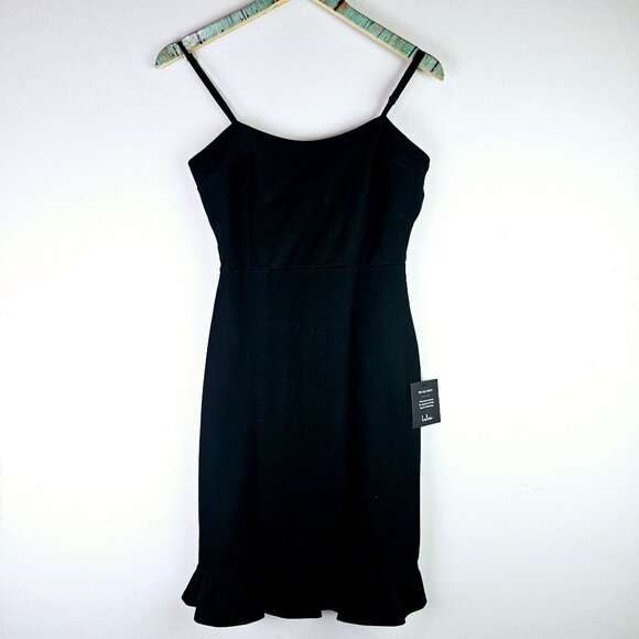 Lulus Spoonful of Sass Black Ruffled Bodycon Mini Dress, USA Made, Sz S, NWT - Picture 2 of 8